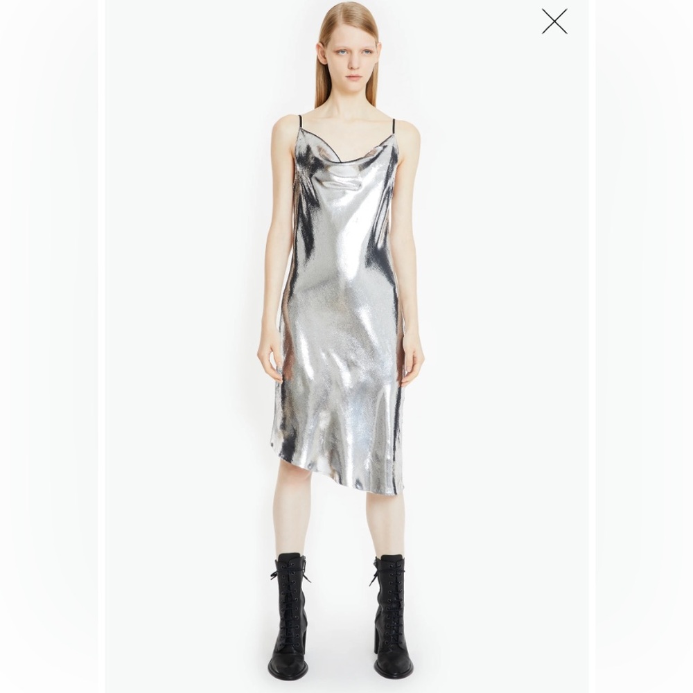 Petar Petrov Molten Silver Velvet Slip Dress - NWT, size M-L